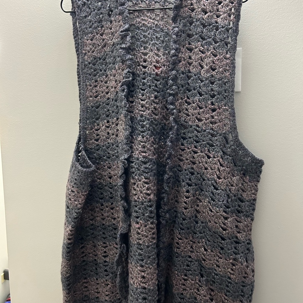 Gray and mauve mix Crochet Vest